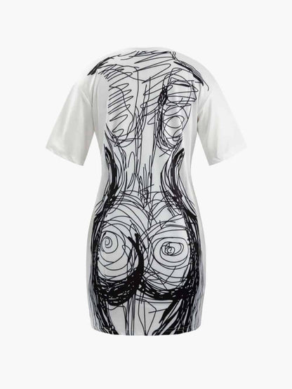Abstract Print Mini Dress