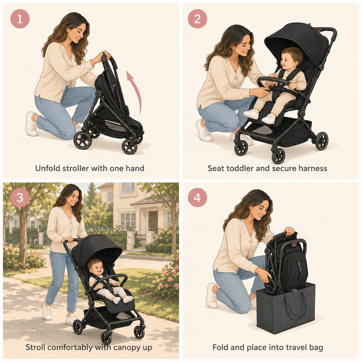 Hona Compact Foldable Baby Travel Baby Stroller Pushchair
