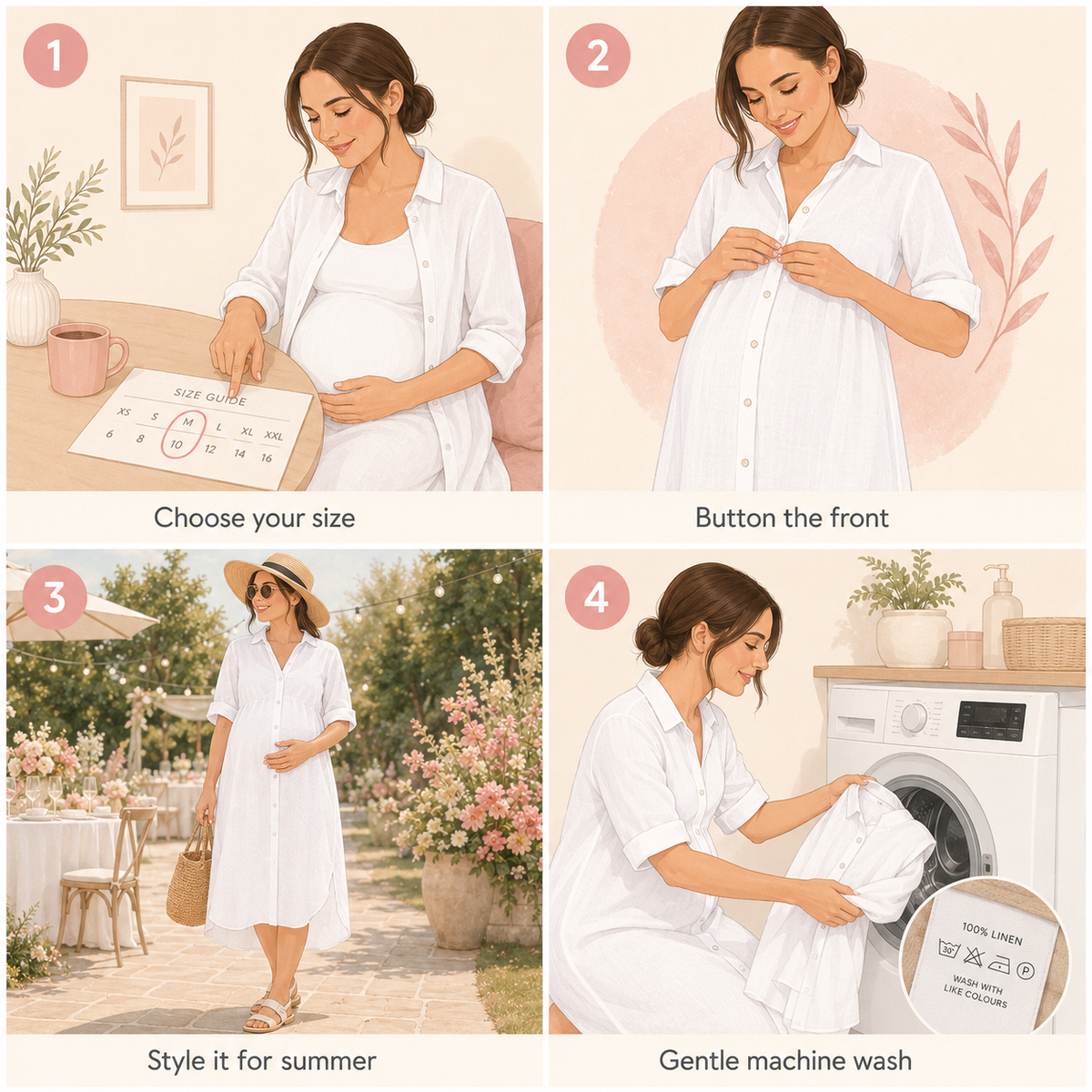 Anna Linen Maternity Shirt Dress