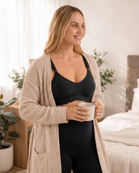 Elara Seamless Wirefree Nursing Pumping Support Bra — lifestyle, product in use