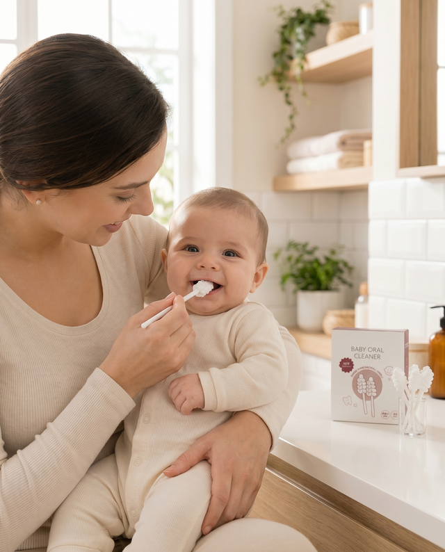 Emma Baby Tongue & Oral Care Brush — lifestyle, product in use