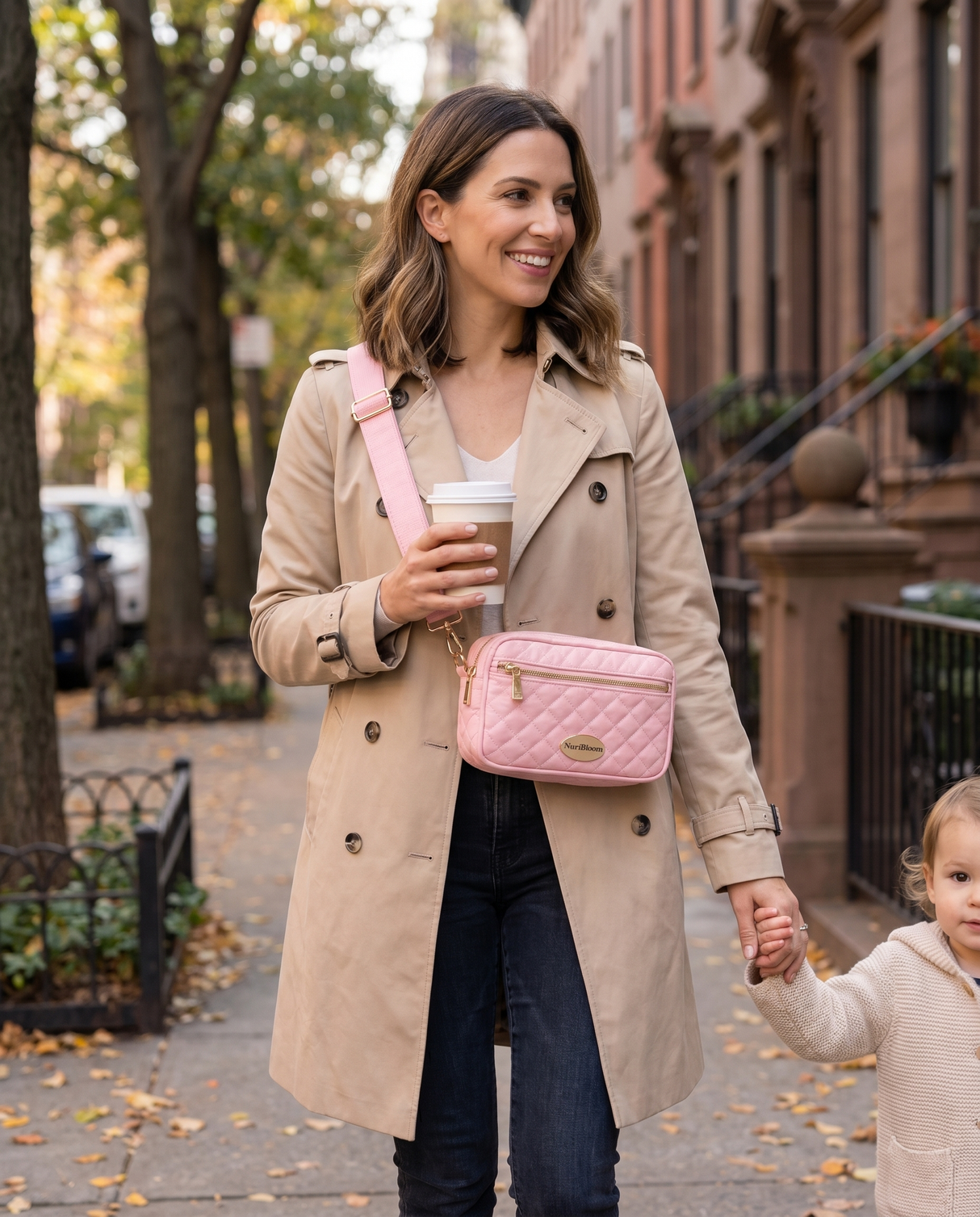 Flora Quilted Lightweight Crossbody Mom Baby Bag — lifestyle, product in use