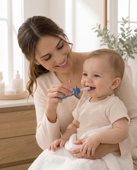 Luna Silicone Baby Toothbrush — lifestyle, product in use