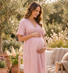 Sophia Linen Maternity Dress — lifestyle, product in use