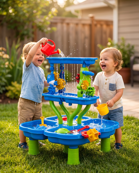 NuriBloom Splash Water Table Outdoor Play Set — lifestyle, product in use