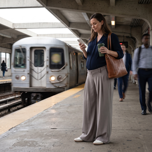 Super High Waisted Wide Leg Waffle Maternity Work Pants - morning commute