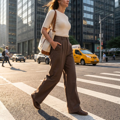 High Waisted Wide Leg Work Pants with Pockets
