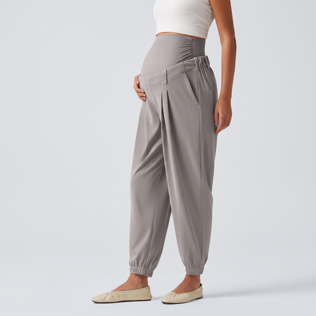 Super High Waisted Tapered Waffle Maternity Joggers - studio hero