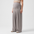Super High Waisted Wide Leg Waffle Maternity Work Pants - studio hero