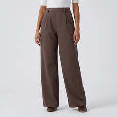 High Waisted Wide Leg Work Pants with Pockets