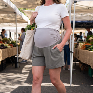 Super High Waisted Work Bagyy Maternity Shorts 4'' - farmers market