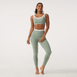 2-Piece Set U Neck Built-in Bra Color Block Yoga Sports Bra - studio hero