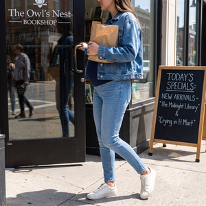 Super High Waisted Skinny 7/8 Maternity Jeans with Pockets - errands downtown