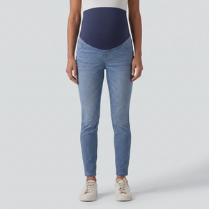 Super High Waisted Skinny 7/8 Maternity Jeans with Pockets - studio hero