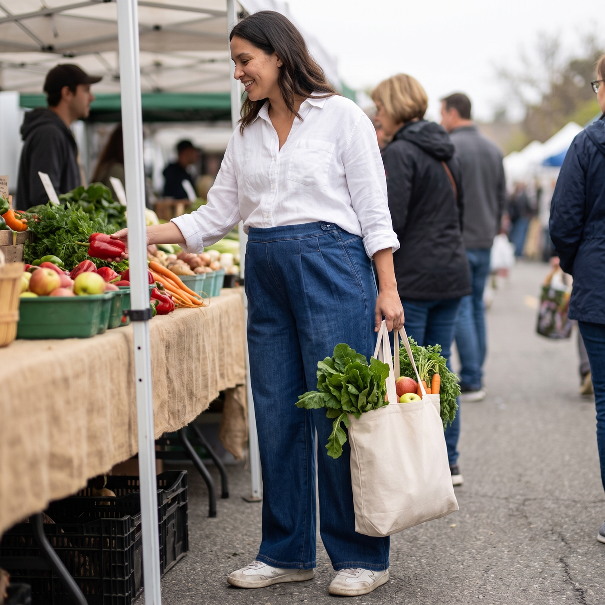 High Waisted Wide Leg Casual Maternity Jeans with Pockets - farmers market