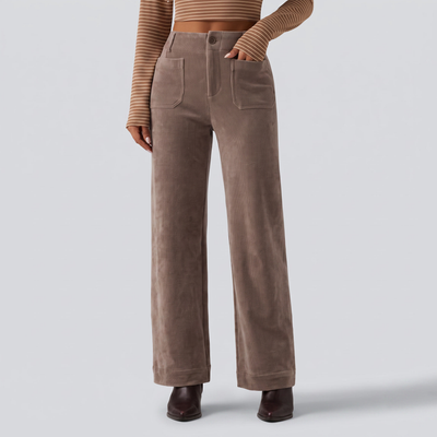 High Waisted Straight Leg Corduroy Pants with Pockets - studio hero