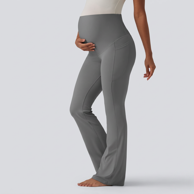 Super High Waisted Flare Yoga Maternity Leggings - studio hero