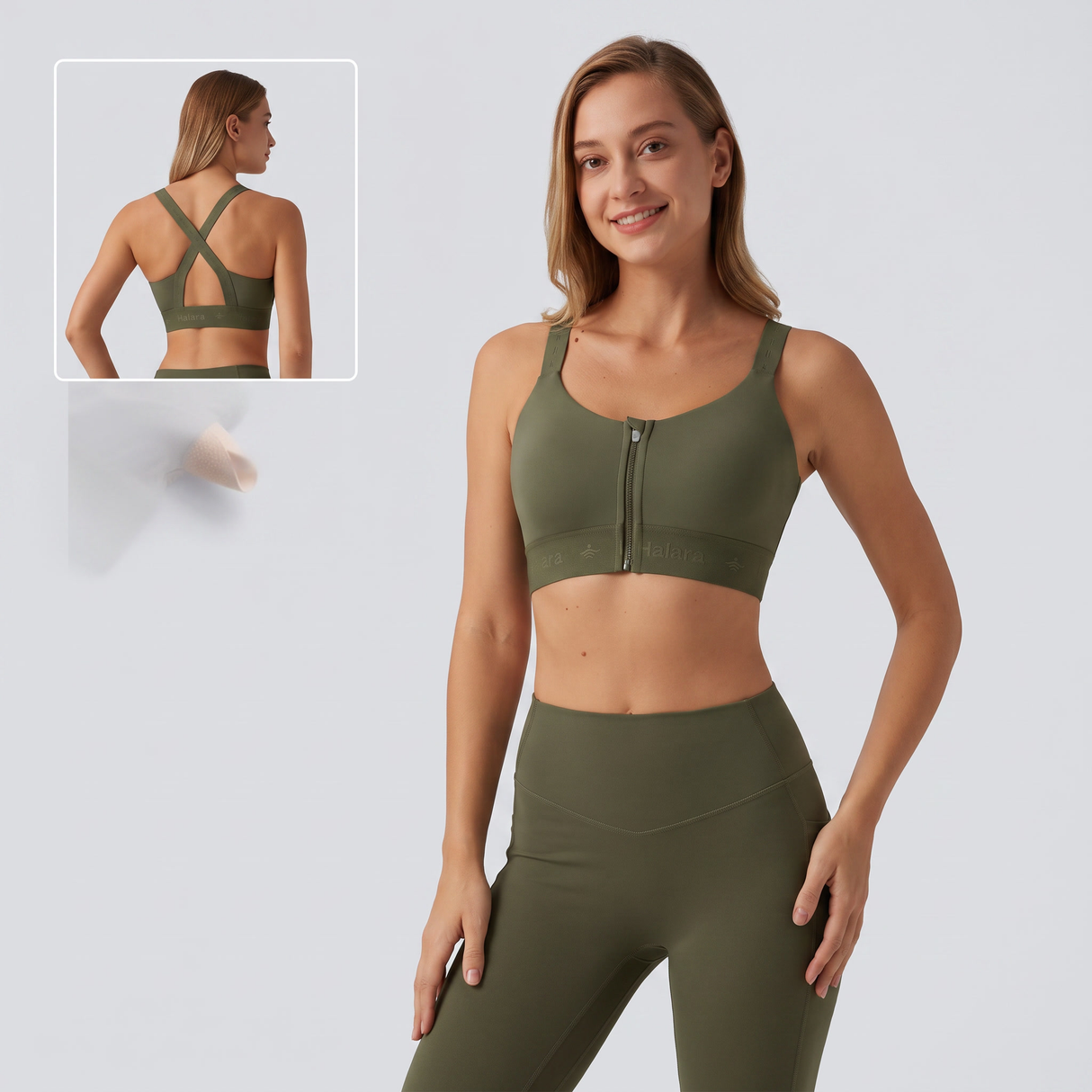 Medium Support U Neck Quick Dry Running Sports Bra - studio hero