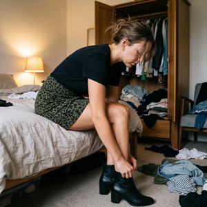 High Waisted Ruched Leopard Print Corduroy Mini Skirt - getting ready at home