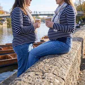 Mid Rise Straight Leg Maternity Casual Jeans with Pockets - riverside
