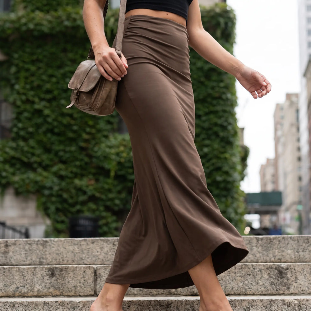 Tummy Control High Waisted Ruched Casual Midi Mermaid Skirt