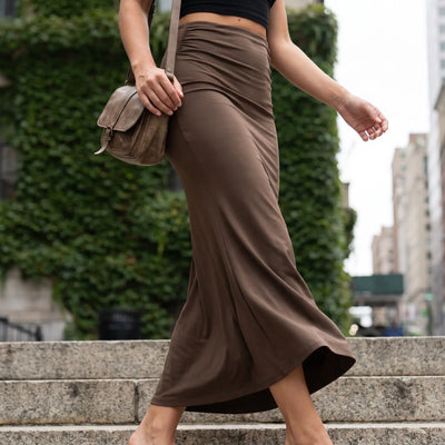 Tummy Control High Waisted Ruched Casual Midi Mermaid Skirt