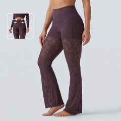 High Waisted Tummy Control Lace Yoga Flare Leggings