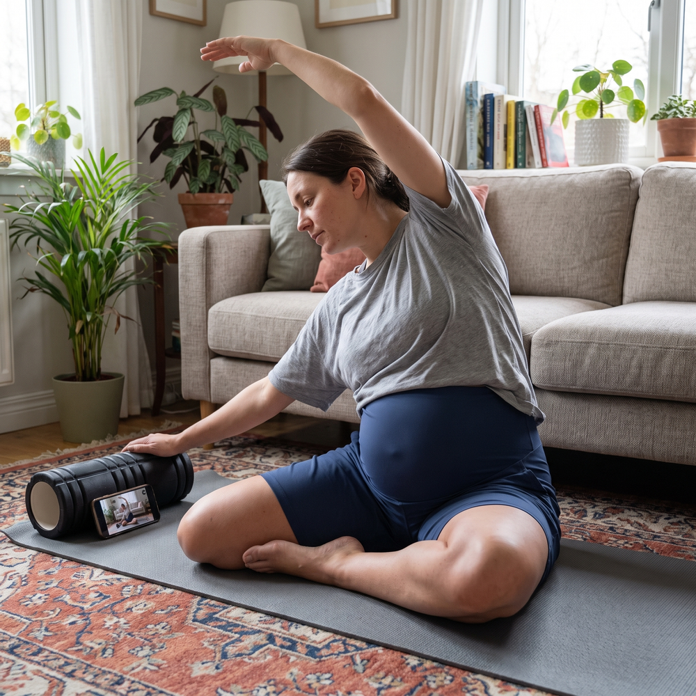 Super High Waisted Yoga Bermuda Maternity Shorts - home stretching