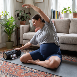 Super High Waisted Yoga Bermuda Maternity Shorts - home stretching