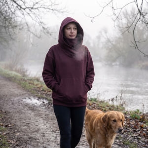 Hooded Dropped Long Sleeve Fleece Sweatshirt with Pocket - riverside walk