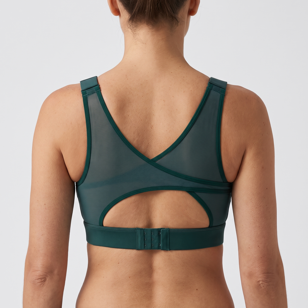 Medium Support Round Neck Mesh Running Sports Bra - studio hero