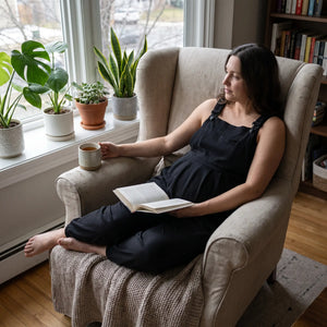 Waffle Casual Maternity Jogger Overalls with Pockets