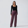 High Waisted Wide Leg Stripe Work Pants with Pockets
