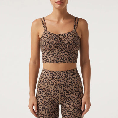 Leopard Print Light Support Square Neck Yoga Sports Bra