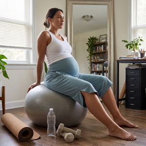 Super High Waisted Curved Hem Quick Dry Capri Maternity - home workout