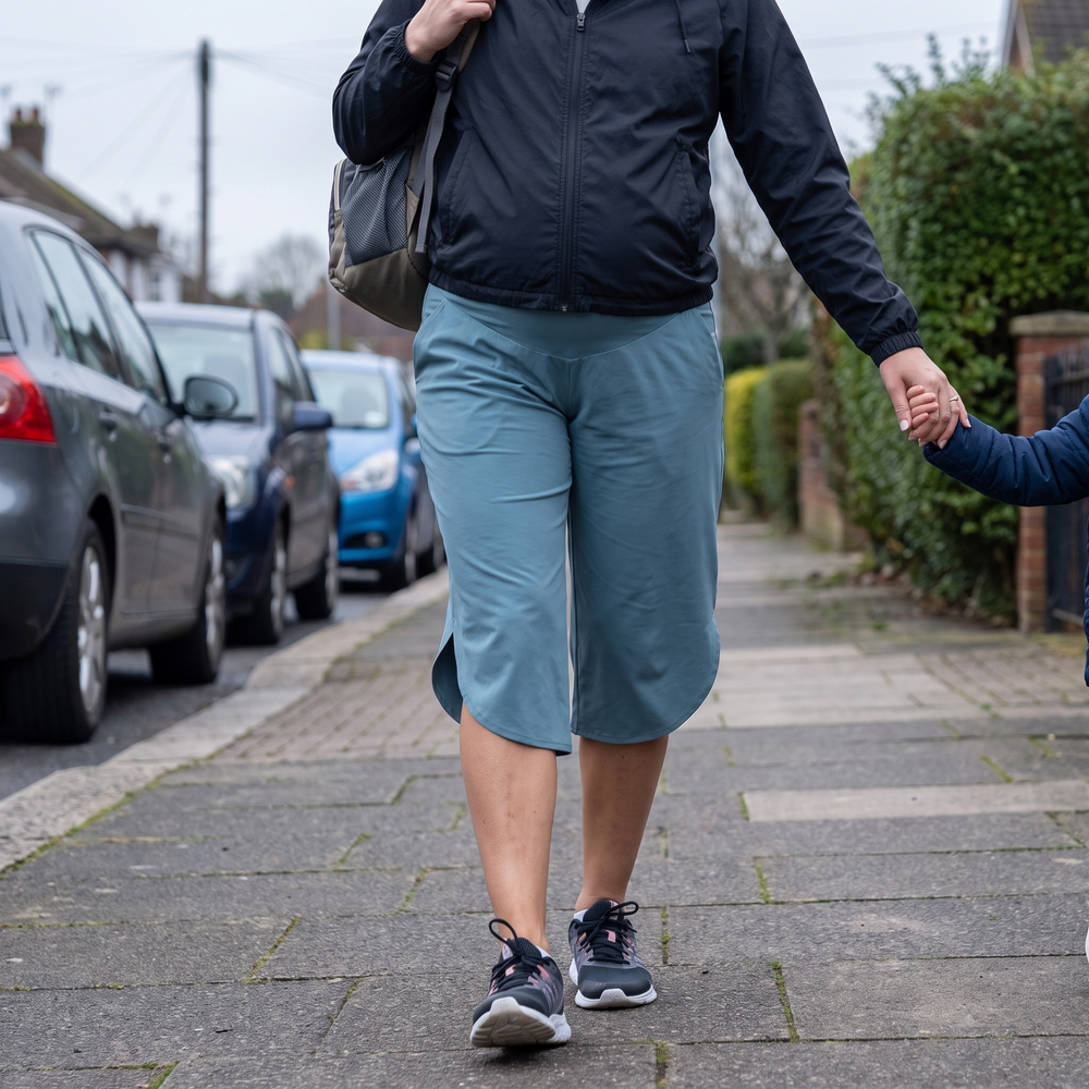 Super High Waisted Curved Hem Quick Dry Capri Maternity - school run