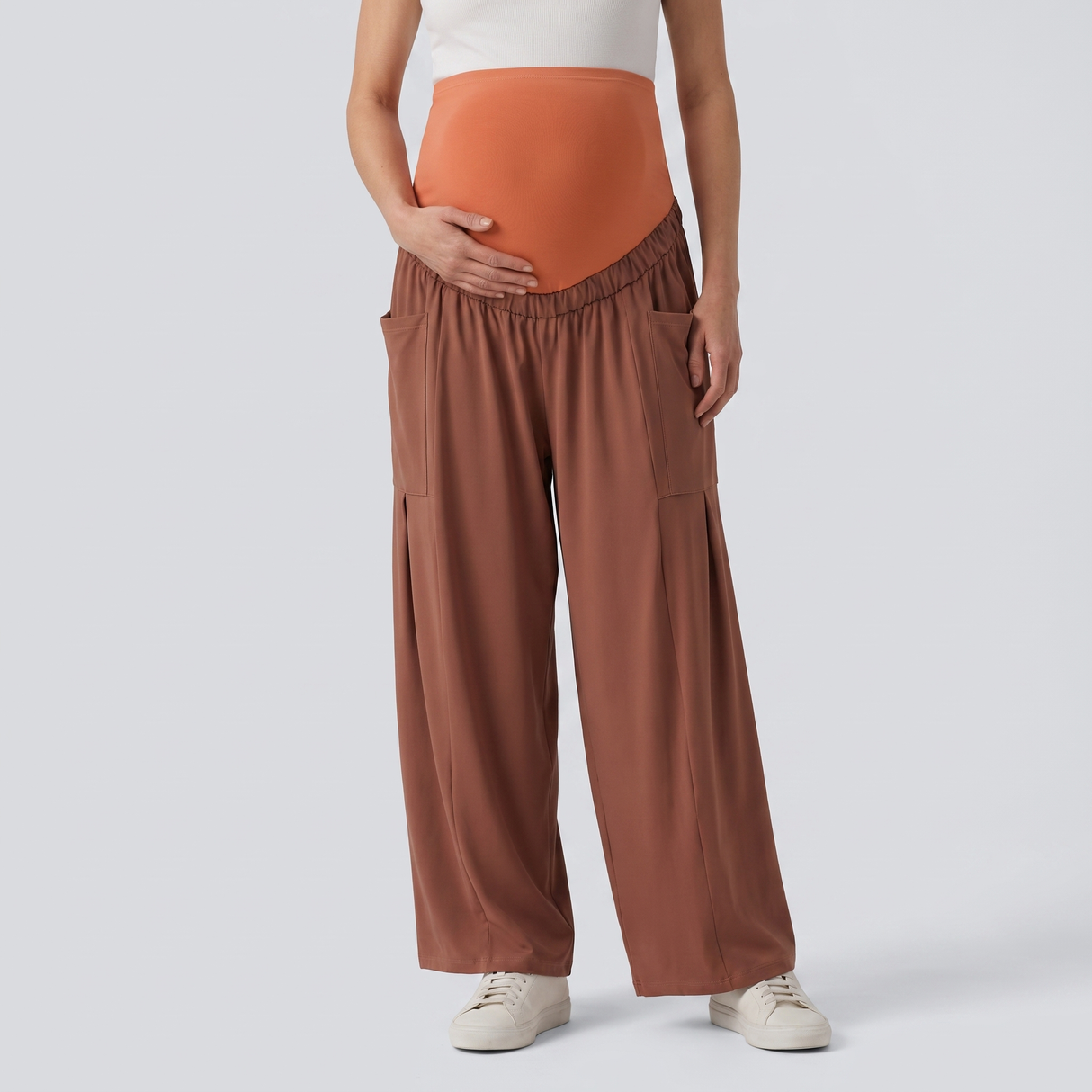Super High Waisted Maternity Baggy Pants with Pockets - studio hero
