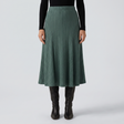 Cable Knit High Waisted A Line Party Midi Skirt - studio hero