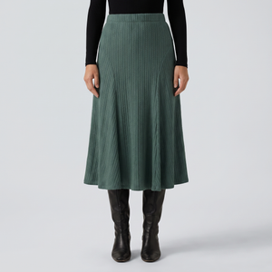 Cable Knit High Waisted A Line Party Midi Skirt - studio hero
