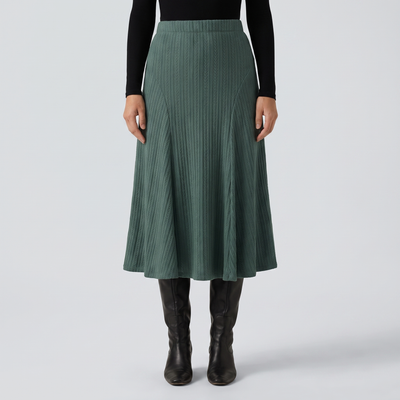 Cable Knit High Waisted A Line Party Midi Skirt - studio hero