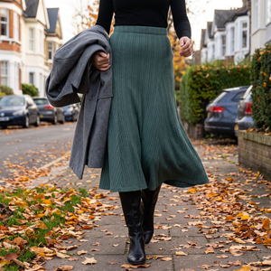 Cable Knit High Waisted A Line Party Midi Skirt - autumn street