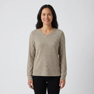 Ribbed Knit V Neck Top - hero