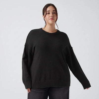 Slouchy Round Neck Dropped Shoulder Jumper - hero
