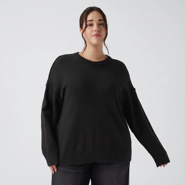 Slouchy Round Neck Dropped Shoulder Jumper - hero