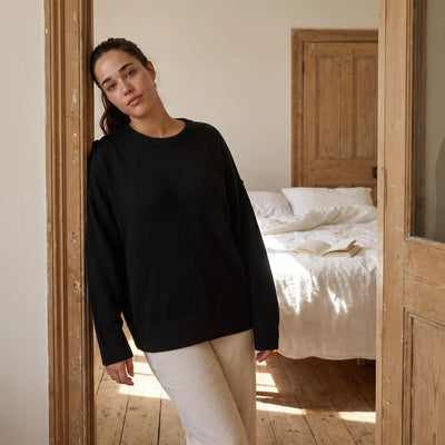 Slouchy Round Neck Dropped Shoulder Jumper - lifestyle1