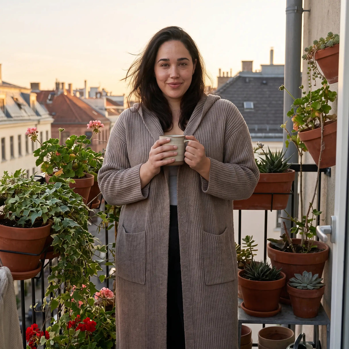 Hooded Longline Pocket Cardigan - lifestyle2