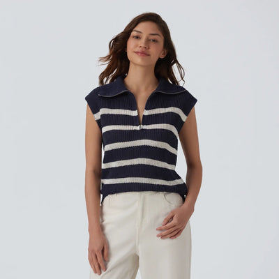 Half Zip Sleeveless Striped Jumper - hero
