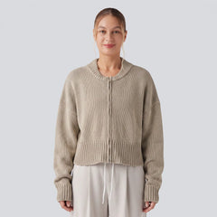 Zip Front Knit Bomber Cardigan