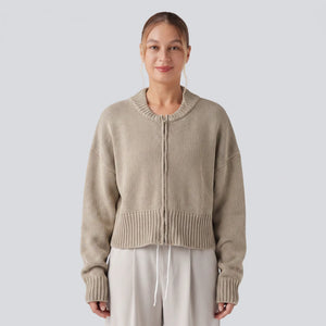 Zip Front Knit Bomber Cardigan - hero