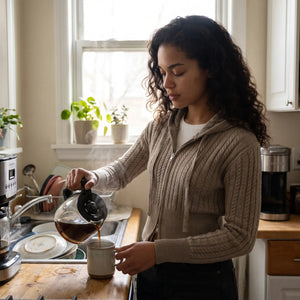 Hooded Cable Knit Zip Cardigan - morning kitchen